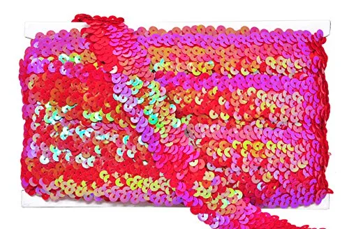 Mandala Crafts Elastic Sequin, Flat Glitter Stretch Bling Paillette Fabric Ribbon, Metallic Appliqu Trim Lace for Dress Embellish, Headband