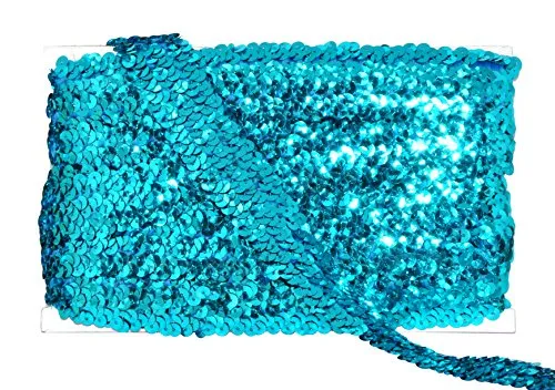 Mandala Crafts Elastic Sequin, Flat Glitter Stretch Bling Paillette Fabric Ribbon, Metallic Appliqu Trim Lace for Dress Embellish, Headband