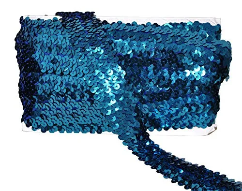 Mandala Crafts Elastic Sequin, Flat Glitter Stretch Bling Paillette Fabric Ribbon, Metallic Appliqu Trim Lace for Dress Embellish, Headband