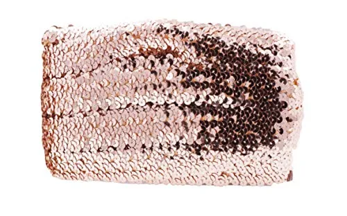 Mandala Crafts Elastic Sequin, Flat Glitter Stretch Bling Paillette Fabric Ribbon, Metallic Appliqu Trim Lace for Dress Embellish, Headband