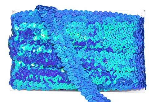Mandala Crafts Elastic Sequin, Flat Glitter Stretch Bling Paillette Fabric Ribbon, Metallic Appliqu Trim Lace for Dress Embellish, Headband