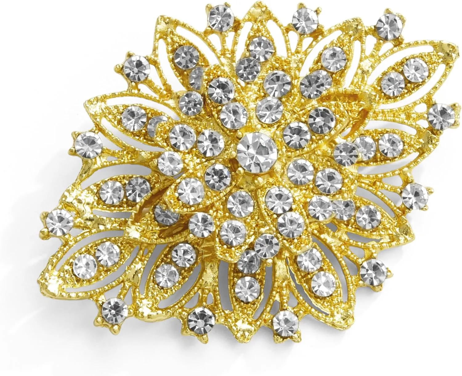 Mariell Gold Wedding Jewelry Crystal Bridal Brooch Pin for Brides, Bridesmaids, Mother of The Bride
