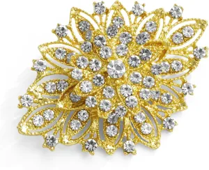 Mariell Gold Wedding Jewelry Crystal Bridal Brooch Pin for Brides, Bridesmaids, Mother of The Bride