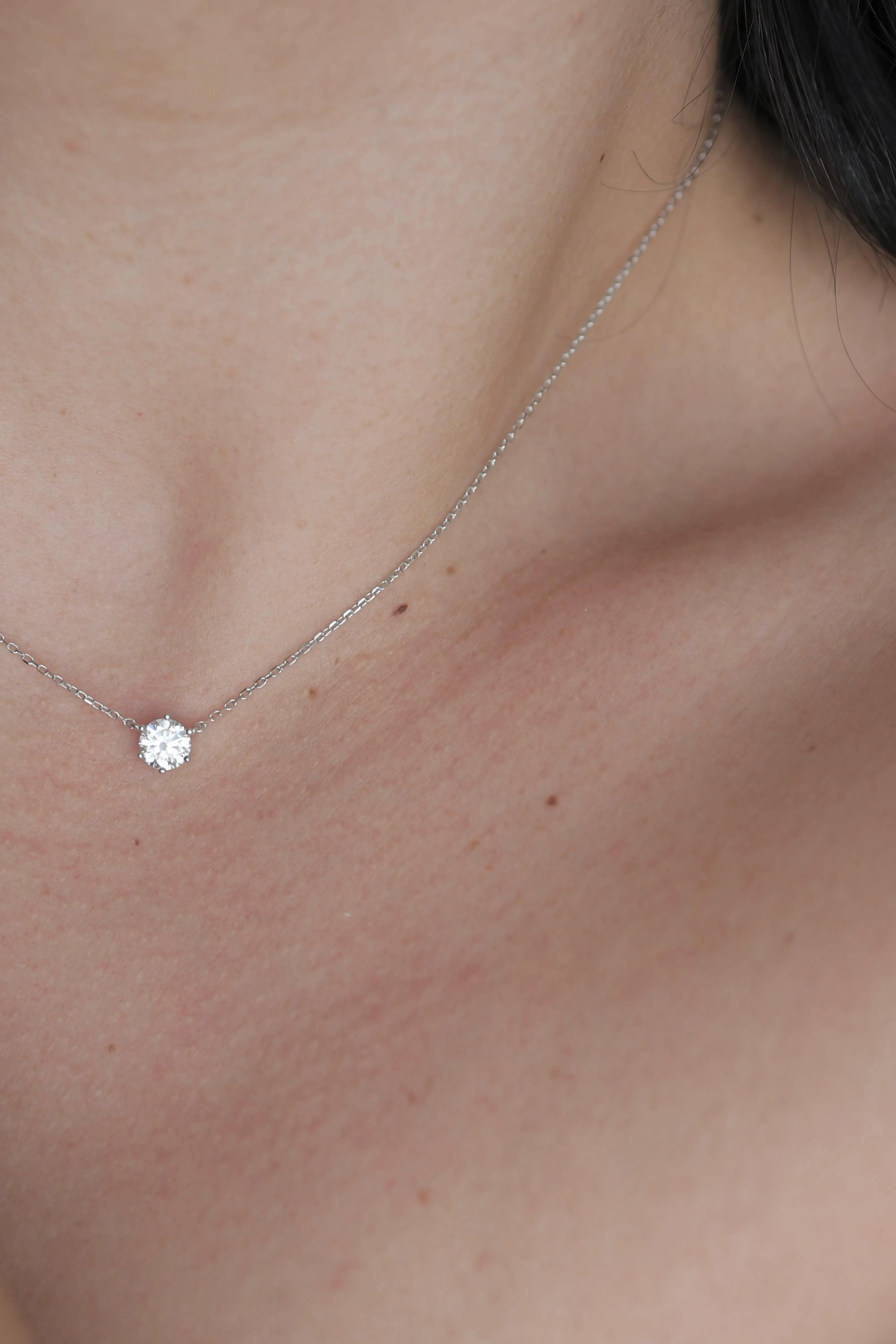 Mini Moissanite Halo Necklace