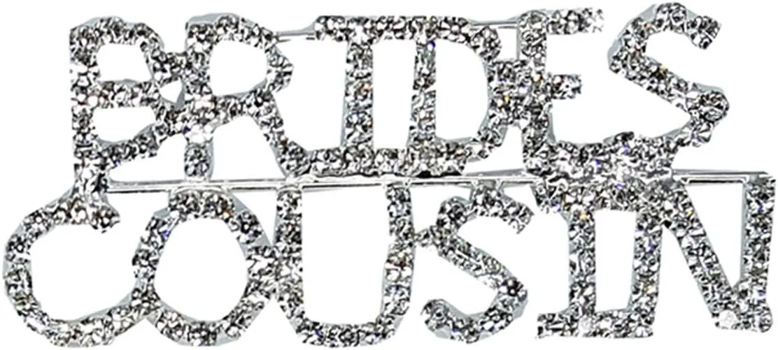 N/D Crystal Word Brooch Pin Brides Cousin Brooch Pin Jewelry for Bride's Relative Wedding Theme Gift