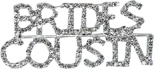 N/D Crystal Word Brooch Pin Brides Cousin Brooch Pin Jewelry for Bride's Relative Wedding Theme Gift