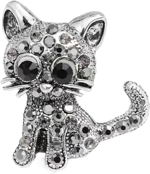 Pretty Cat Crystal Brooch Pins Elegant Rhinestone Animal Statement Brooches Fashion Jewelry Accessories for Women Men Gift