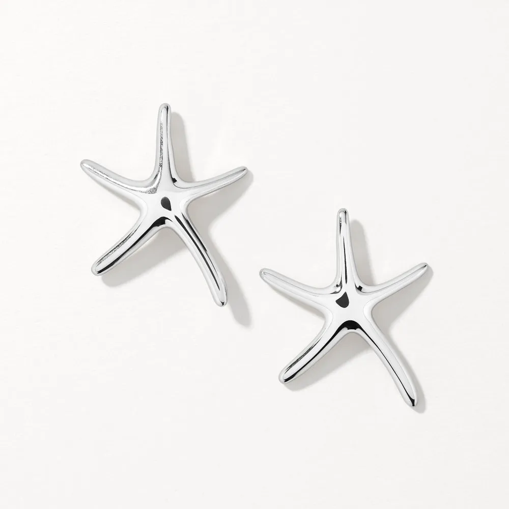 Starfish Stud Earrings in Silver