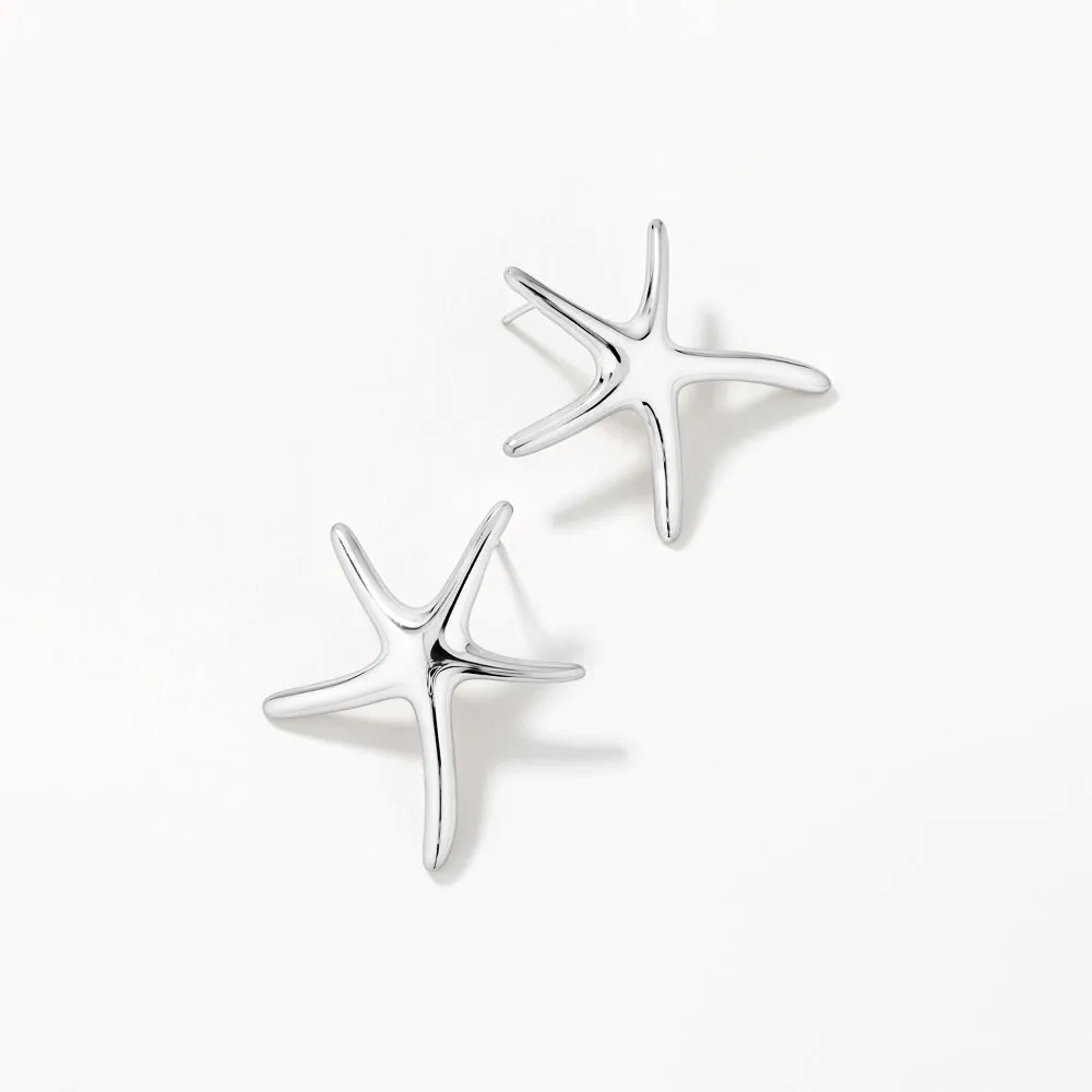 Starfish Stud Earrings in Silver
