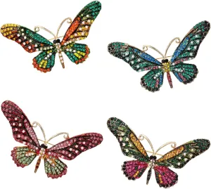 Vintage Butterfly Brooch Pin Rhinestones Crystal Antique Cute Animal Shape Corsages Scarf Clips Brooches For Women