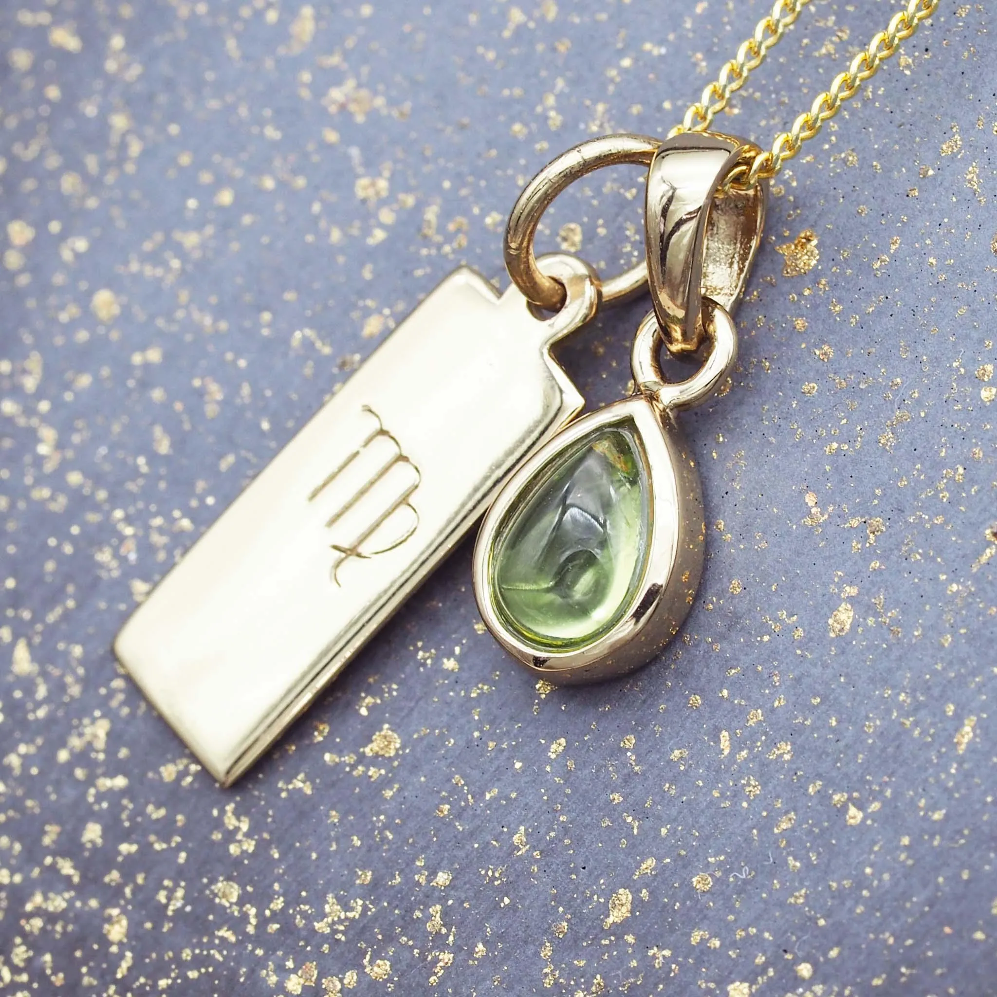 Virgo Star Sign and August Birthstone Necklace